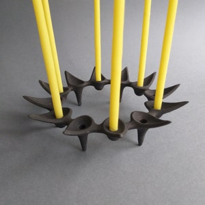 One Dansk Designs Denmark Large Vintage Candle Holder. 12 Candles. Mid-century Modern Design by Jens H. Quistgaard. Cast Iron. Original Box.