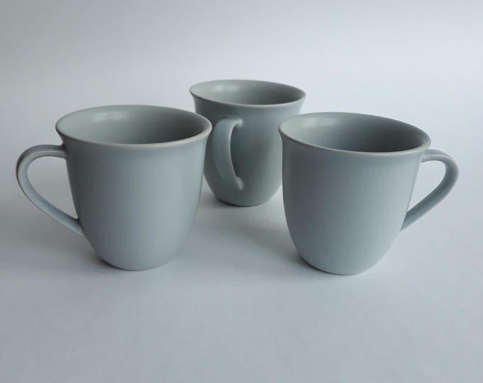 Set of 2 Vintage Hoganas Keramik Sweden Stoneware Cups Mugs in warm Grey Colour Glaze. Marked. Swedish Tableware. Scandinavian Design 80s.