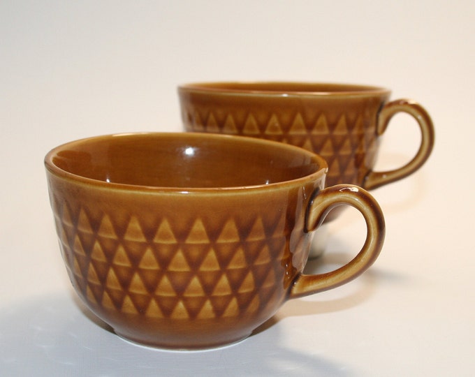 Stavangerflint, Ceramic cups, Norway, Set of Two Cups, Scandinavian design, Coffee/Tee Mug, Glossy Brown Color, Mid Century modern