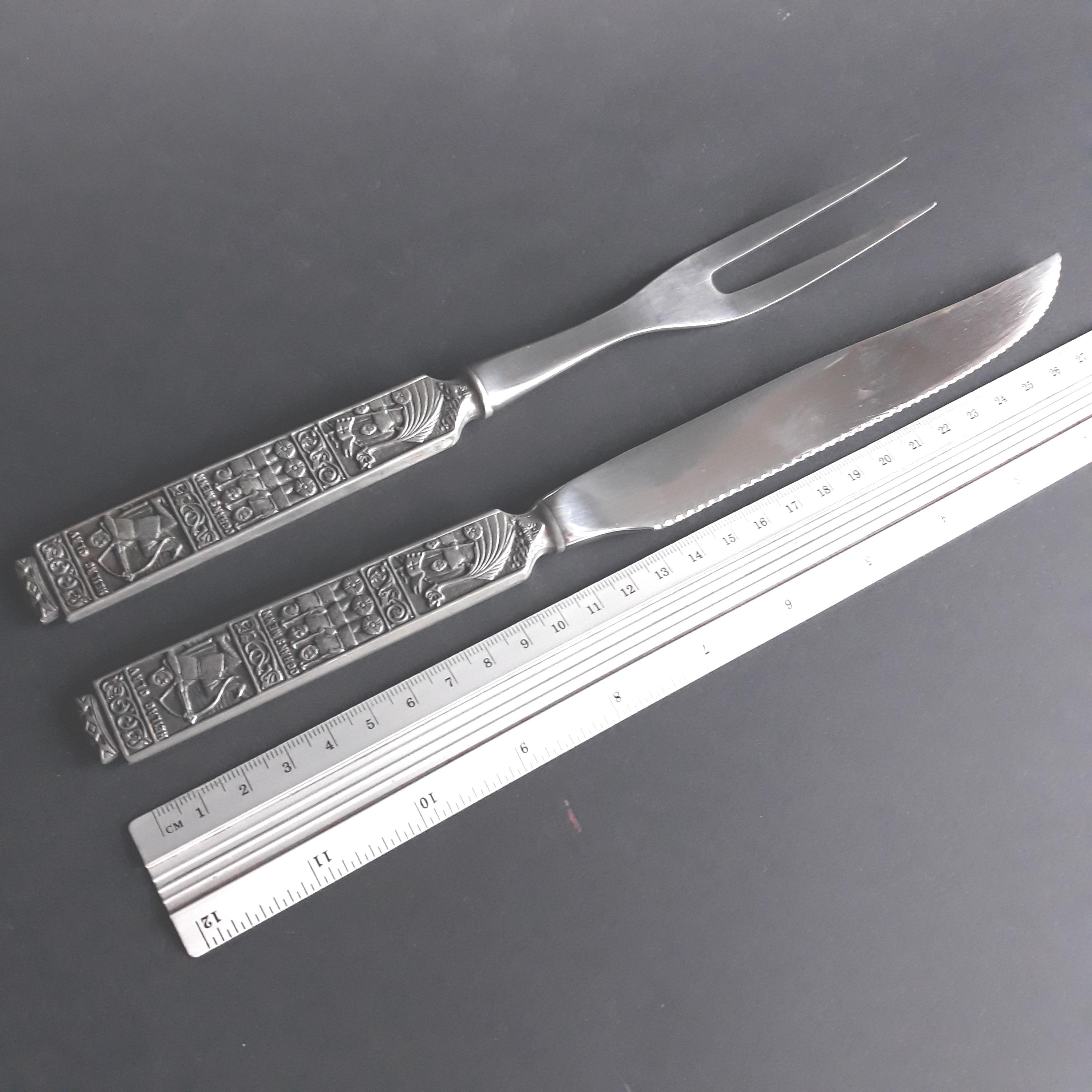 Norwegian Pewter Konge Tinn Flatware. Scandinavian MCM Style. Meat