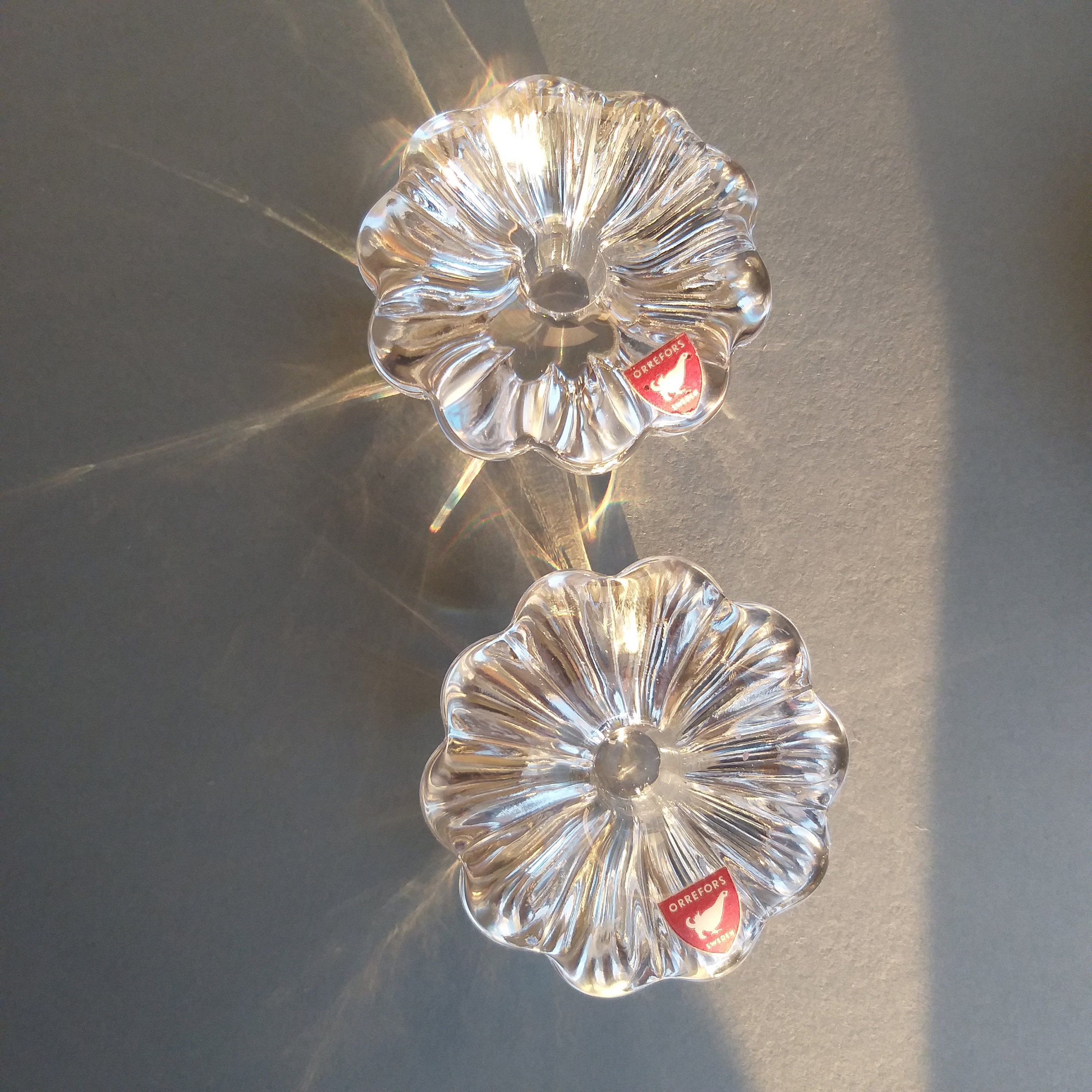 Orrefors Sweden. Set of 2 Crystal Candle Holders Etsy UK