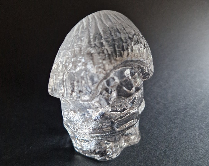 Vintage Konst Glashyttan Urshult Atelje Engberg Sweden Clear Textured Scandinavian Glass Troll Figurine with Big Hair and Tail on the Back.