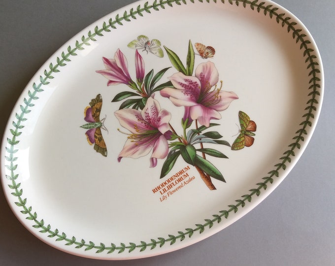 Vintage Portmeirion England Botanic Garden 12.91" Quiche Torte Baking Dish. Rhododendrum Liliflorum, Lily Floweded Azalea. Oven to Table.
