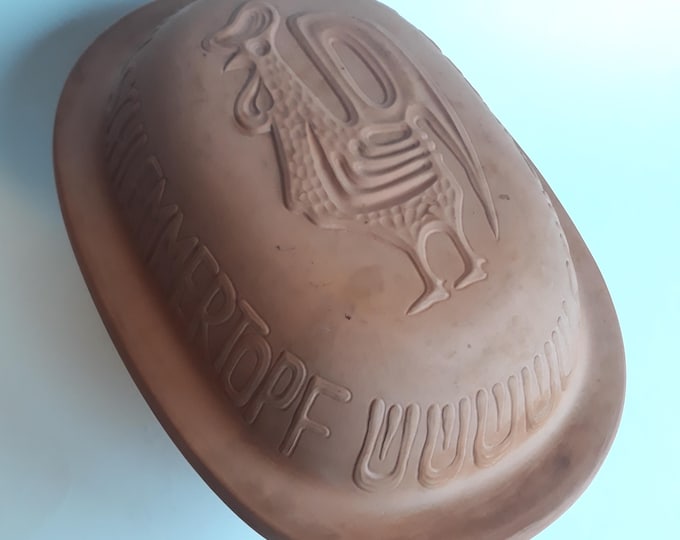 Large Schlemmertopf 838 Scheurich West Germany. Vintage Clay Crock, Baker, Roaster, Casserole. Excellent for Home Cooking. Some Patina.