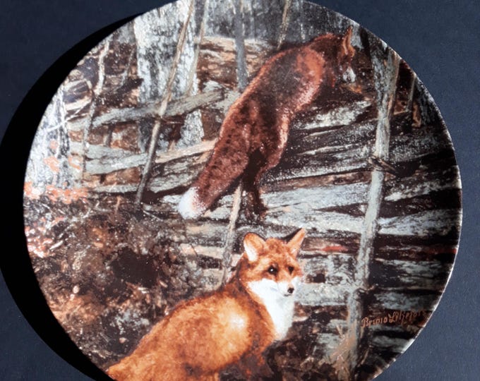Guldkroken Sweden Wall Decor Plate by  Artist Bruno Liljegors  ''Ravar" nr 1750 A. Vintage Swedish Limited Edition Porcelain Plate.