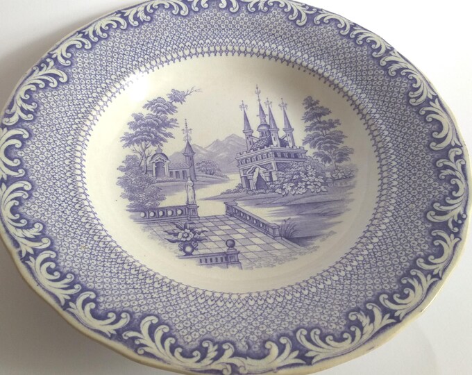 Beautiful Antique Rörstrand Sweden Porcelain Deep Plate in Lace Pattern from 1800s. Diameter 22,5 cm (8.93"). Collectable. Marked.
