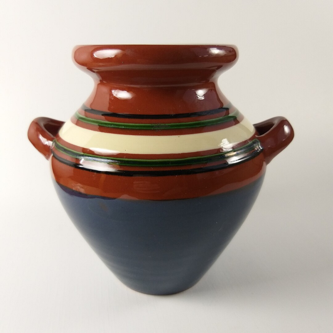 Nittsjö Pottery Sweden. Ceramic Jar Pot in Vivid Colours and Shiny