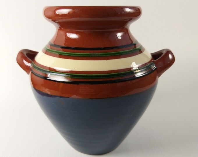 Nittsjö Pottery Sweden. Ceramic Jar Pot in Vivid Colours and Shiny Glaze. Swedish Quality Pottery from 60s. Vintage Scandinavian Terracotta.