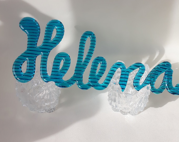 Unique Vintage Bergdala Glassworks Sweden Crystal Glass Suncatcher Window Decoration Name Helena. Designed Handmade by Elving Conradsson.