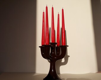 Guldkroken Hjo Large Brown Glazed Five Arm Candelabra