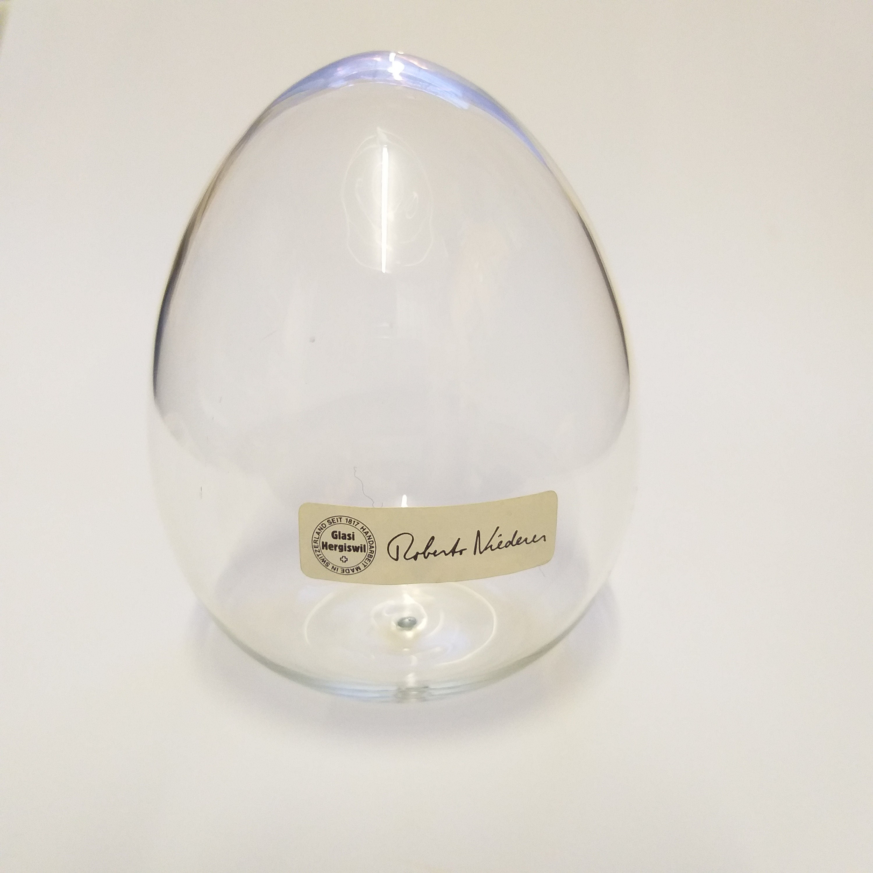 Clear Glass Egg by Robert Niederer Marked Glasi Hergiswil Etsy Norway