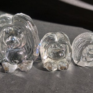 Set of 3 Bergdala Glasbruk Sweden Crystal Glass Troll Figurines Paperweight Sun Catchers. Design by Peter Johansson. Nordic Home Decoration.