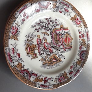 Splendidi piatti antichi Gustavsberg, Svezia, con motivo celeste. Bone China. Rara porcellana svedese antica da collezione, anni '70 del XIX secolo.
