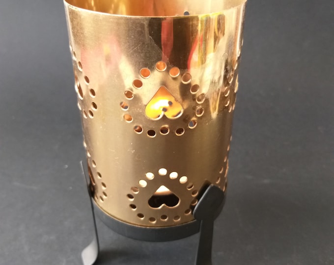 Vintage Brass and Metal Candle or Tea Light Holders on Feet. Magical Lighting for Dark Winter Evenings. Made in Sweden. Patina.