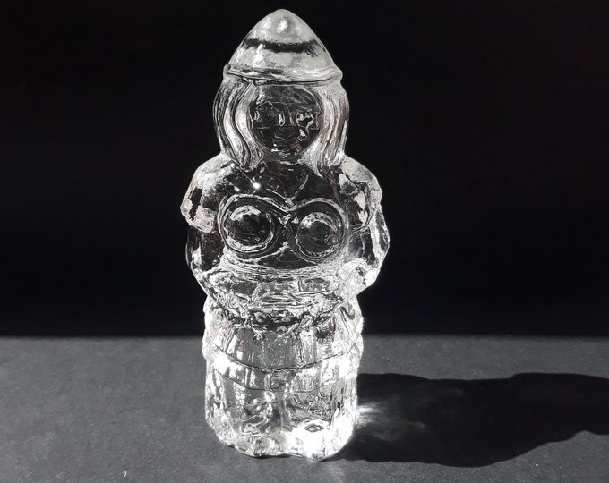 Uno Westberg for Rodemreklam AB Sweden Crystal Glass Viking Figurine, Sun Catcher. Original Stickers Intact. Vintage Swedish Paper Weight.