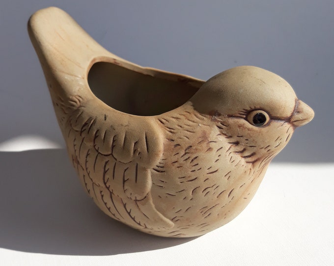 Lovely Vintage Studio Pottery Ceramic Bird Planter from Sweden. Matt Finish. Swedish Home Dekor from 80s. Not Marked. Gift For Bird Lowers.