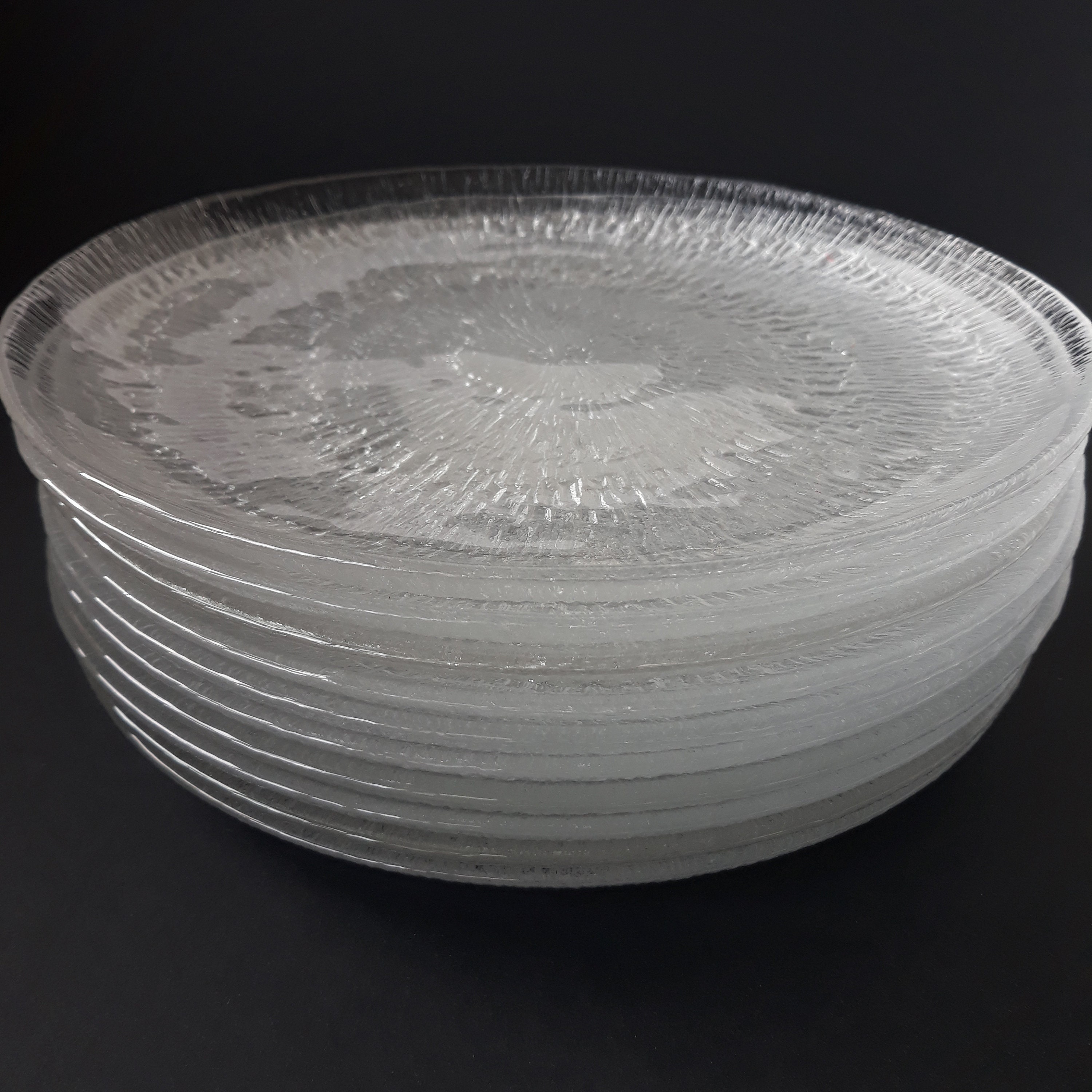 Littala orrefors? Grand crystal platter & 2 service plates snowflake design  - Home Decor