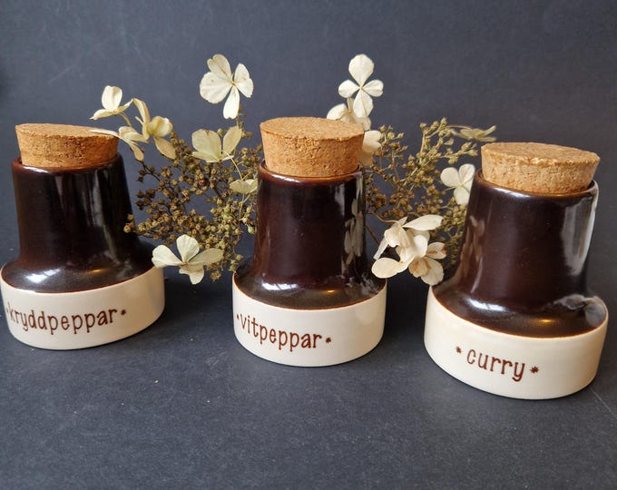 Vintage Danish Spice Jars. Søholm Retro Farmhouse Kitchen Decor