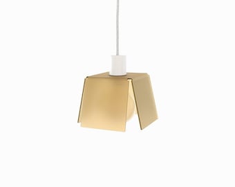 Cube Suspension, Ceiling Lamp, Laser Cut and Hand Folded, Cola Brown Color