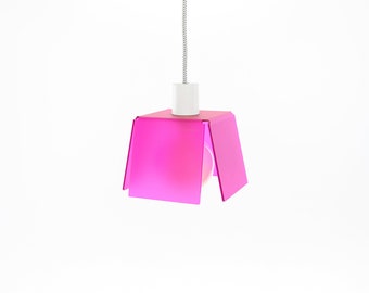 Cube Suspension, Ceiling Lamp, laser cut and hand folded, Pink Color