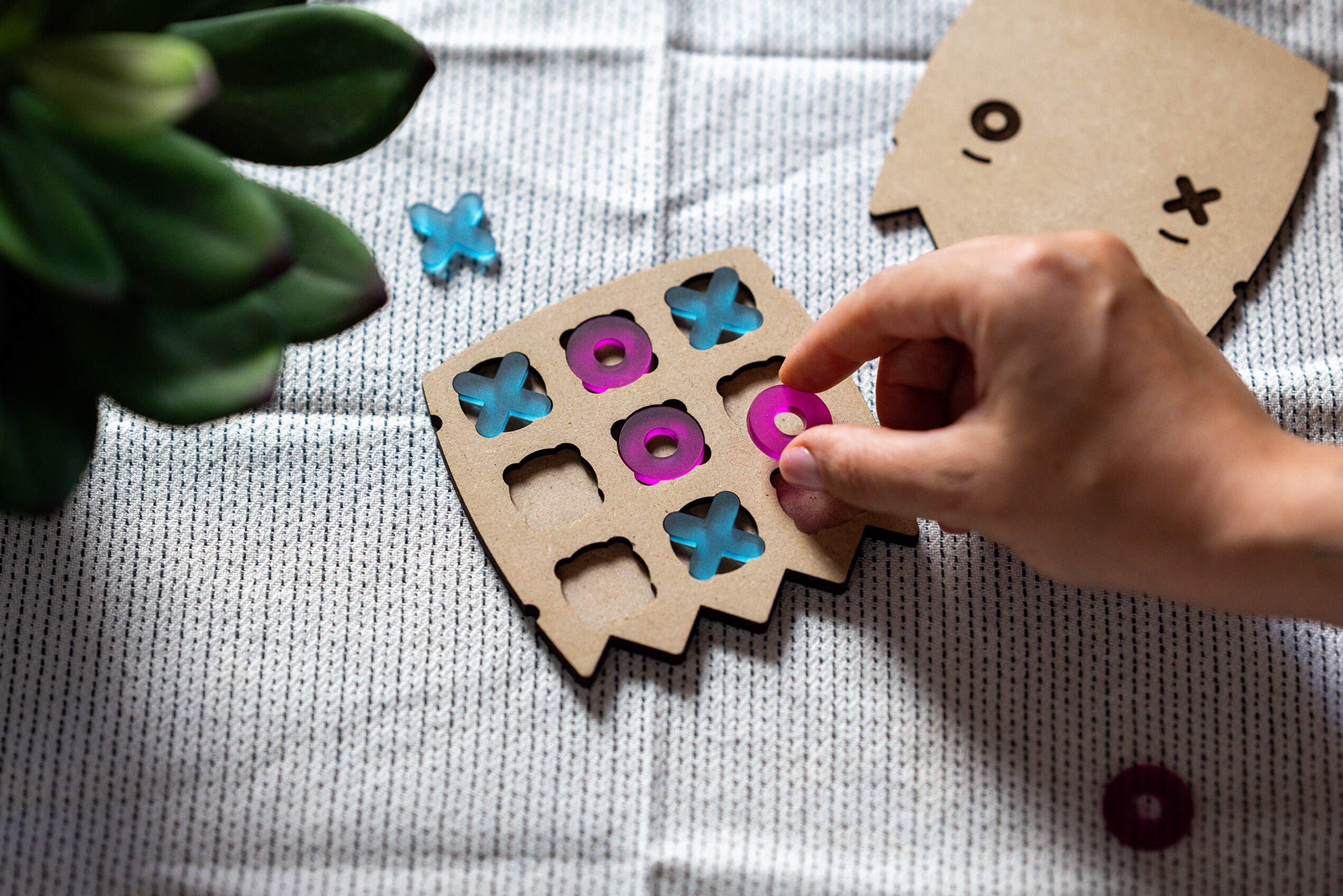 Tictactoe Tic Tac Toe Board Game Colored Pieces Etsy