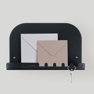 Mail-Key Wall Organizer, Key and Mail Holder, Letter Holder, Home Accessories, Furnishings, Smoked Black Nero fumè satinato