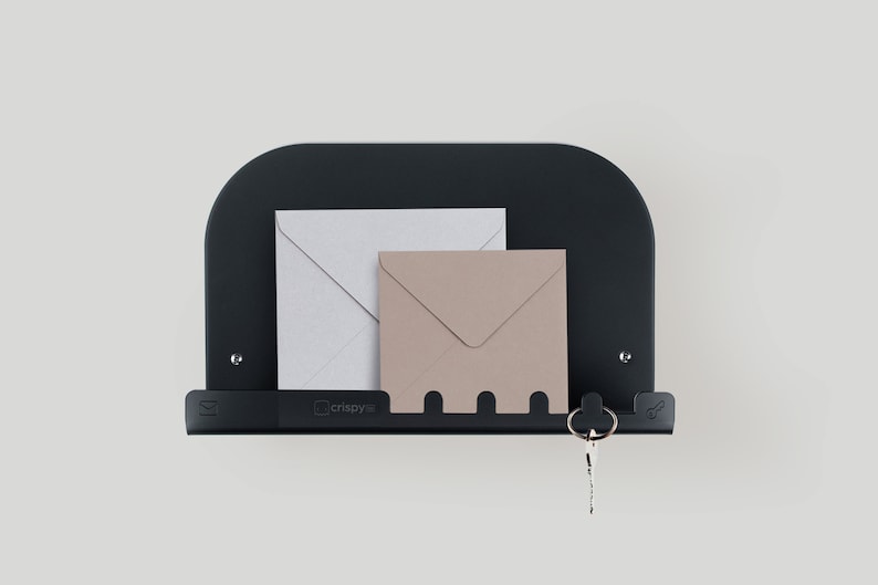 Mail-Key Wall Organizer, Key and Mail Holder, Letter Holder, Home Accessories, Furnishings, Smoked Black Nero fumè satinato