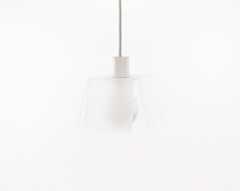 Cube Suspension Lamp, from the Ceiling, Laser cut and folded by hand, White Color