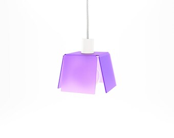 Cube Suspension, Ceiling Lamp, laser cut and hand folded, Purple Color