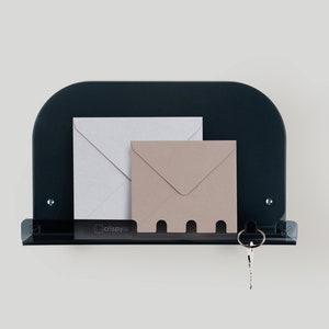 Mail-Key Wall Organizer, Key and Mail Holder, Letter Holder, Home Accessories, Furnishings, Smoked Black Nero fumè lucido