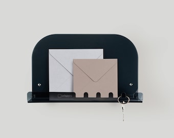 Mail-Key Wall Organizer, Key and Mail Holder, Letter Holder, Home Accessories, Furnishings, Smoked Black