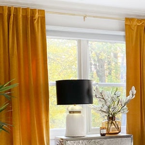 Gold Velvet Drapes,124 Color, Velvet Curtain for Living Room and bedroom. Rod Pocket