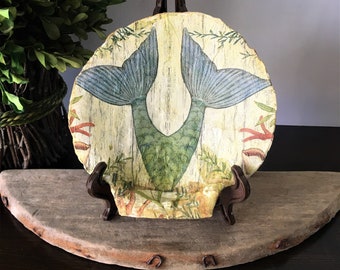 Extra Large Scallop Shell; Decoupage Scallop Shell; Mermaid Shell Art; Decoupage Oyster Shell; Shell Art; Nautical Gift; Coastal Farmhouse