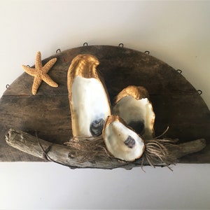 Oyster Shell Nativity; Religious; Home Décor; Oyster Shell Décor; Gift; Coastal; Farmhouse; Beach; Christmas; Xmas; Jesus; God; Rustic;