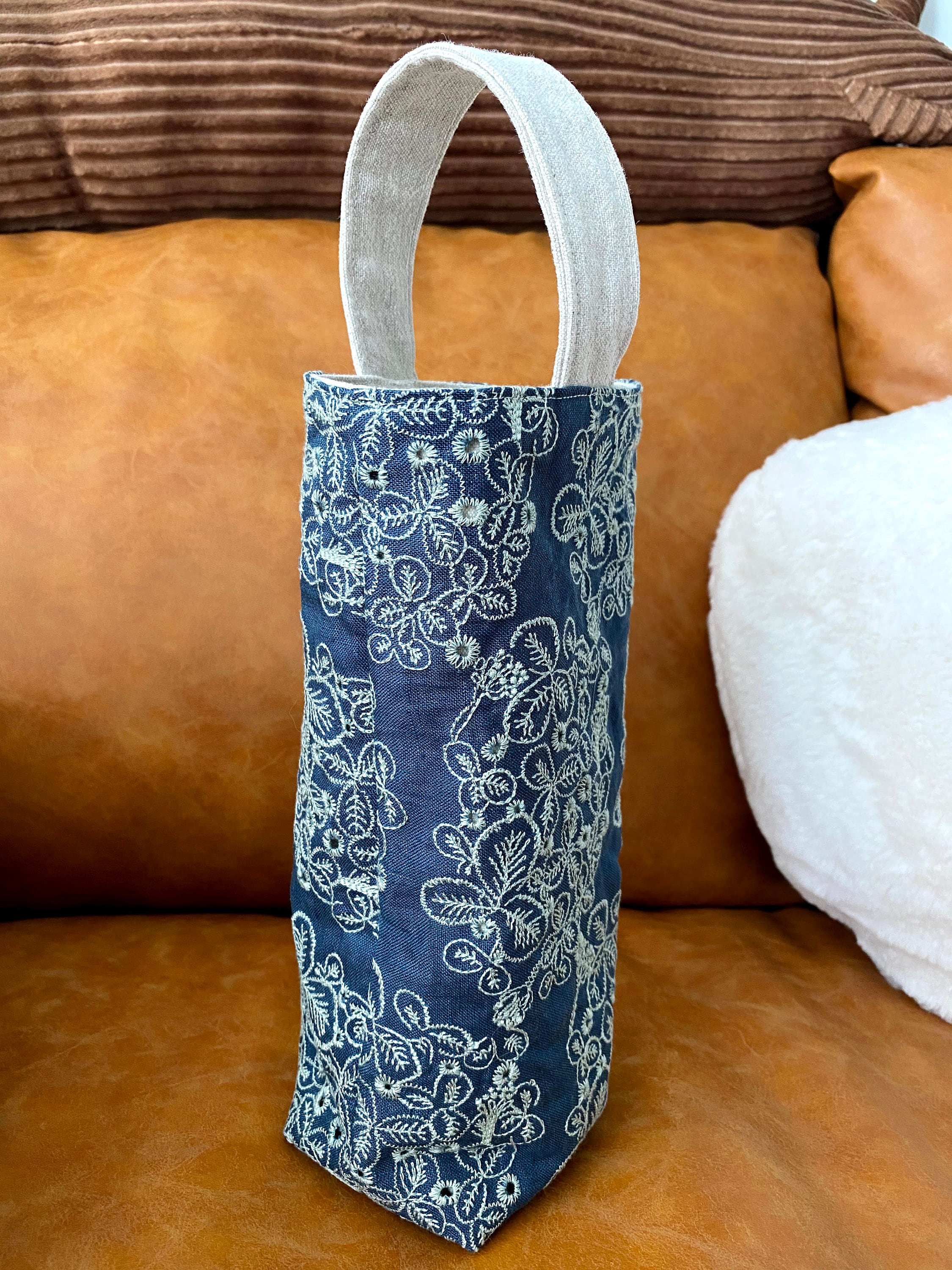 Handmade Cotton Linen Water Bottle Bag/ Drink Holder With Etsy UK