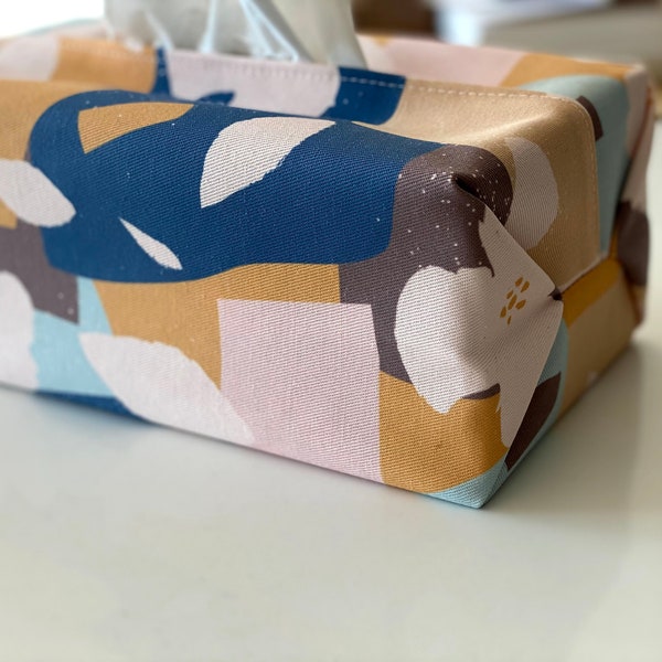 Handmade cotton linen reusable tissue box