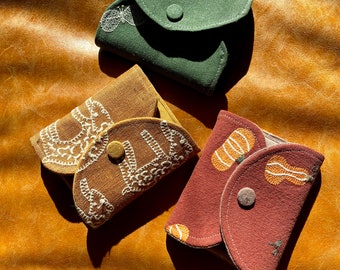 Handmade cotton linen small card/coin wallet/purse