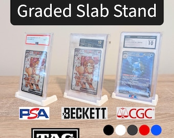 Minimalist 3D-Printed Slab Stand for PSA_BGS_CGC_TAG_Toploaders_magnetic_cases