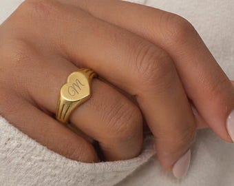 Siegelring mit Herzgravur | Edelstahl