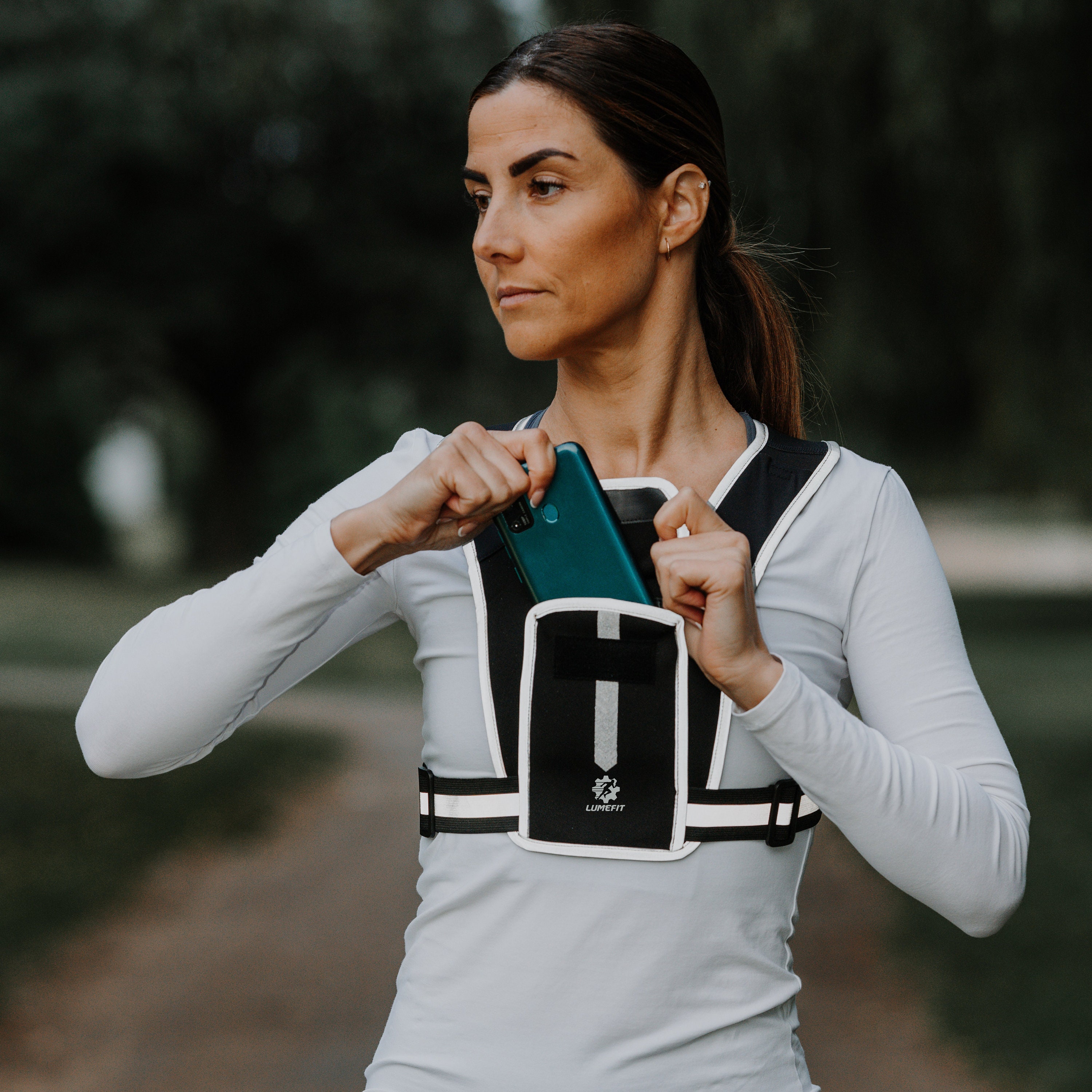 Veste de running porte-téléphone,gilet de course réfléchissant