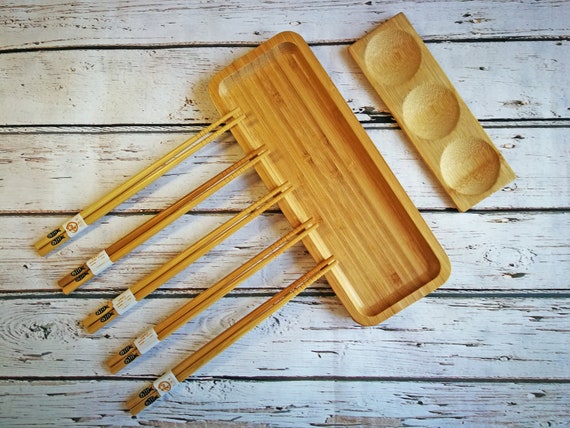 Bamboo Sushi Making Kit with Rolling Mat, Chopsticks and Mor