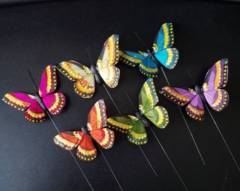 6/12pcs Dotted Monarch Butterfly, Multicolor DIY Arts & Crafts, Wedding Centerpieces, Artificial Feather Wings - Butterfly Scrapbooking