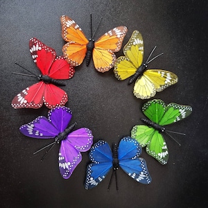 6/12pcs Artificial Feather Monarch Butterflies 3 1/4-2 1/4&quot; Multicolor for DIY Arts Crafts Wedding Decor Centerpieces Butterfly Scrapbooking