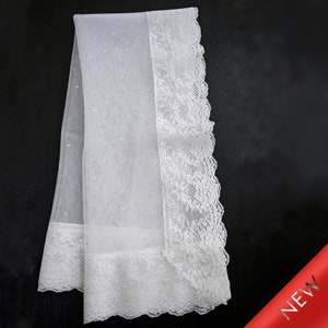 Millefiore White Tulle Lace Unity Veil for Filipino and Hispanic Catholic Wedding Ceremony, 60x34 inches