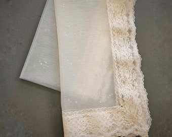 Ivory Crystal Drops Tulle Lace Unity Veil for Filipino and Hispanic Catholic Wedding Ceremony, 60x34 inches