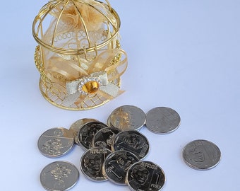 Arras Arrhae Unity Wedding Coins for Filipino Hispanic Wedding Ceremony with 13 Wedding Coins or the Arras Box Option Only
