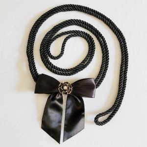Black Bow & Black Rose Wedding Unity Cord Lasso for Filipino and Hispanic Catholic Wedding Ceremony - Halloween Wedding, Black Themed Motif