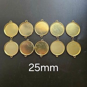 25mm Big Round Gold Plated Cabochon Connector, Pendant Bracelet Bezel Tray, 10pc for DIY Jewelry Making