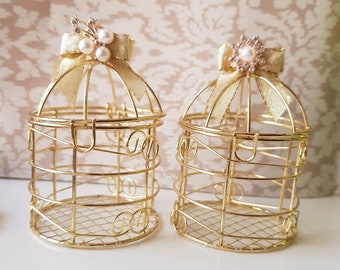 Arras Arrhae Unity Wedding Coin Box for Filipino and Hispanic Wedding Ceremony Gold Birdcage, Arras de Boda Small Size (No coins included)