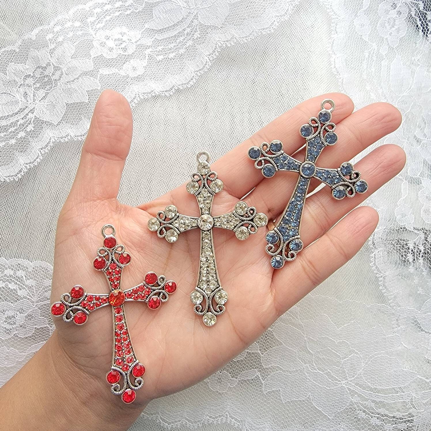 GLITTER 5mm 46cm クロスペンダント Glitter Diamond Cross Necklace